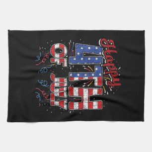 Linge De Cuisine Feux d'artifice Joyeux 4 juillet Drapeau américain