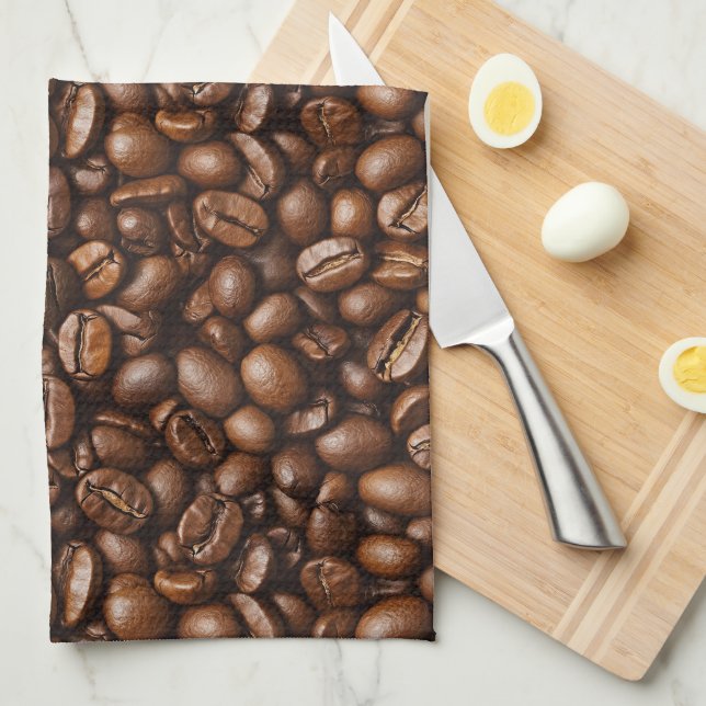 Linge De Cuisine Fèves de café grillées (Quart Plié)