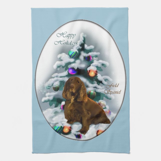 Linge De Cuisine Field Spaniel Christmas (Vertical)
