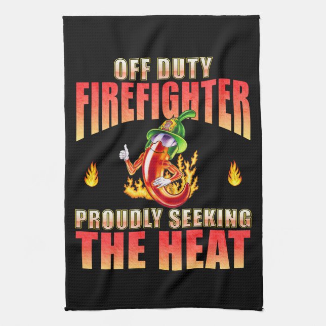 Linge De Cuisine Fier Funny Firefight Volontaire Chili Black (Vertical)