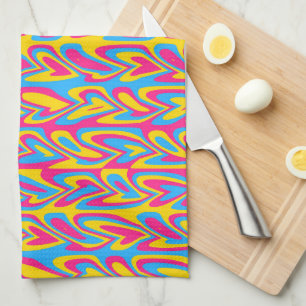 Linge De Cuisine Fière Fierté Pansexuelle Groovy Trippy Squiggly Qu