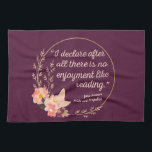 Linge De Cuisine Fierté et préjugé Citation III - Style mignon<br><div class="desc">Un design sympa, parfait pour tous ceux qui aiment Elizabeth Bennet Jane Austen! "Je déclare après tout qu'il n'y a pas de plaisir à lire." Jane Austen cite un extrait du livre Pride and Prejudice. Es-tu une fière fan de Jane Austen ? Accentuez votre style avec cet art ! Un...</div>
