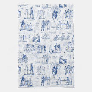 Linge De Cuisine Fierté et préjugé Citations de toile bleue Illustr