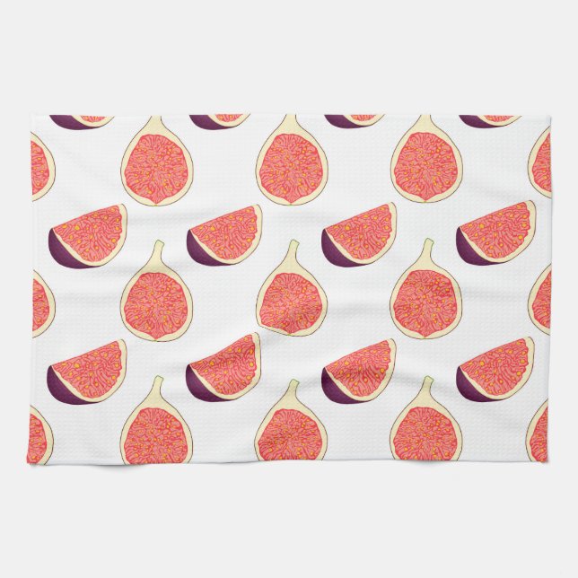 Linge De Cuisine Fig mauve : motif coloré (Horizontal)