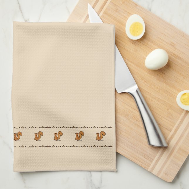 Linge De Cuisine figdewdrop Squirrel Acorn & Leaves Kitchen Towel (Quart Plié)