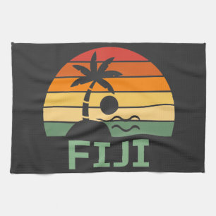 Linge De Cuisine Fiji Vintage Palm Trees Summer Beach