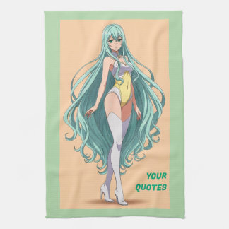 Linge De Cuisine Fille Anime aux Cheveux Turquoise