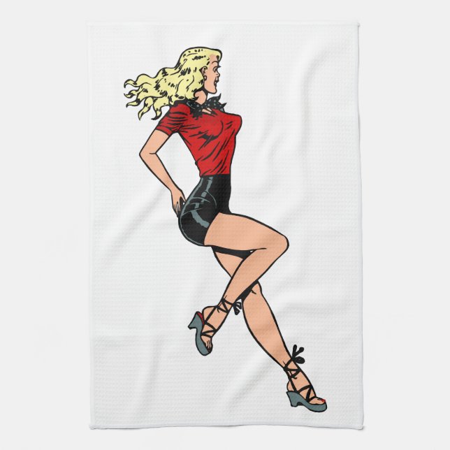 Linge De Cuisine Fille au charme rétro à côté, blonde bombshell (Vertical)