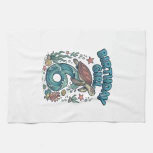 Linge De Cuisine Fille d'anniversaire 6 Tortue de mer Conception de