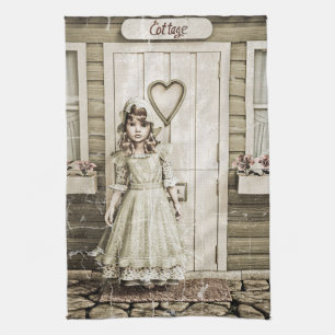 Linge De Cuisine Fille de cottage vintage Art shabby chic