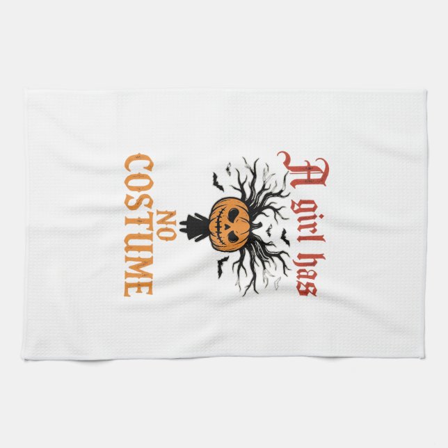 Linge De Cuisine Fille d'Halloween n'a pas de costume de citrouille (Horizontal)