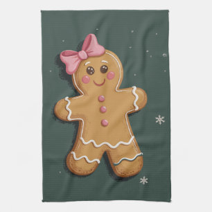 Linge De Cuisine Fille en pain d'épice de Noël Ruban rose Coquette