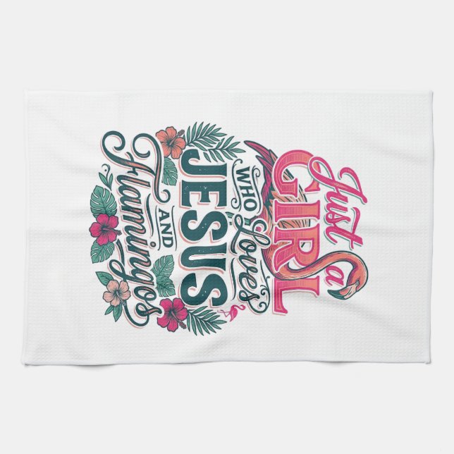 Linge De Cuisine Fille flamant chrétien vintage (Horizontal)