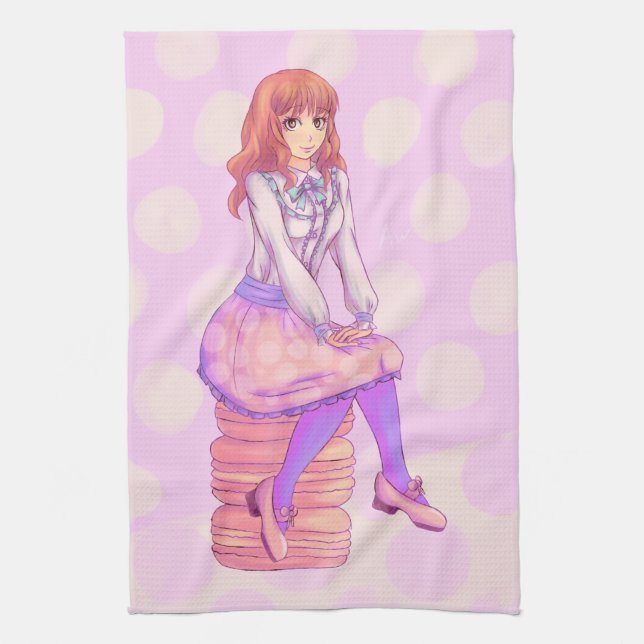 Linge De Cuisine Fille Macaron rose (Vertical)