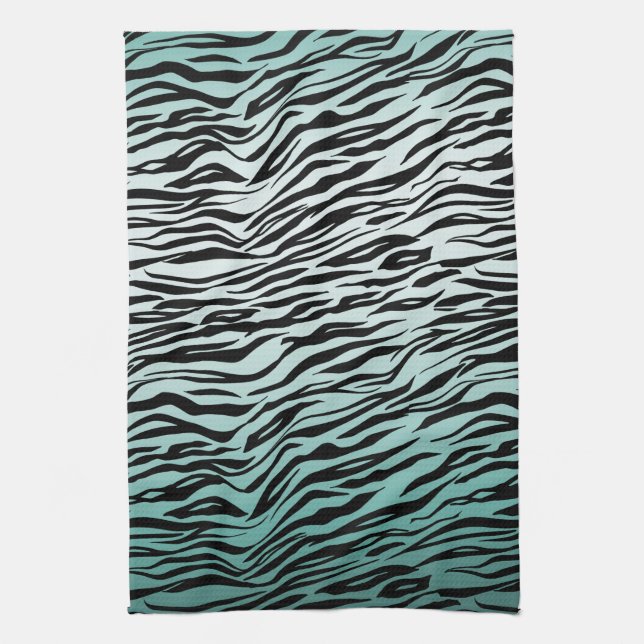 Linge De Cuisine Fille Mint Ombre Black Zebra Impression (Vertical)