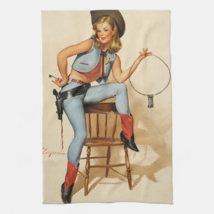 Linge De Cuisine Fille Pin-up Cowgirl