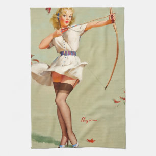 Linge De Cuisine Fille pin-up de tir à l'arc