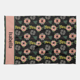 Linge De Cuisine Fille rose Fleurs blanches Nom du Motif botanique