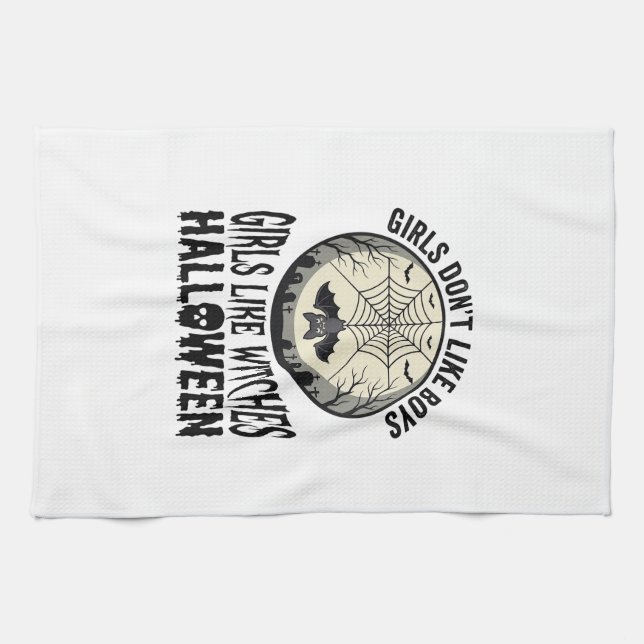 Linge De Cuisine Filles comme sorcières Halloween Design Vector Vin (Horizontal)
