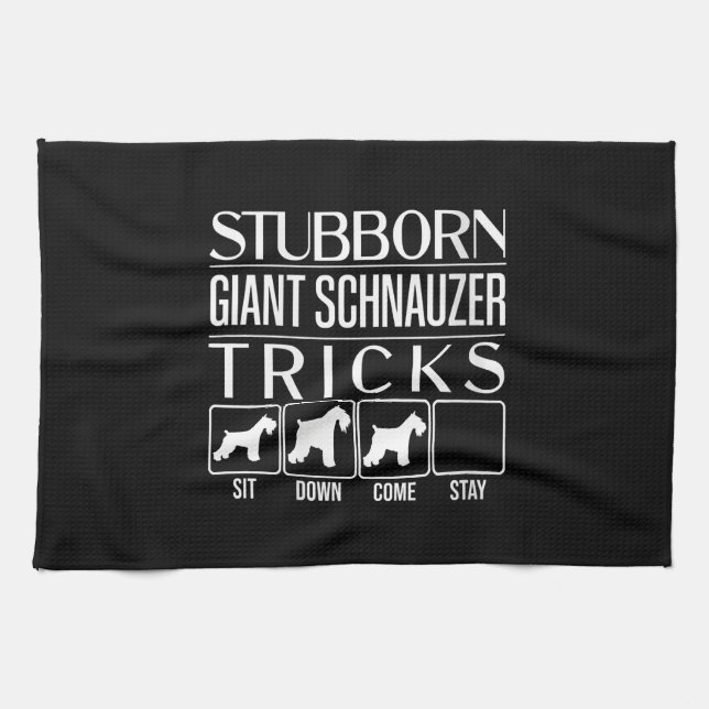 Linge De Cuisine Filles Imbéciles de Schnauzer Géant Stubborn, drôl (Horizontal)