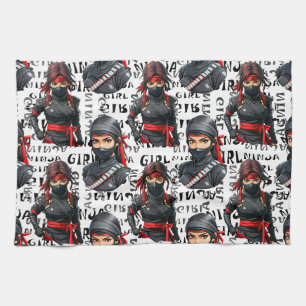 Linge De Cuisine Filles Ninja Anime avec motif de texte Design