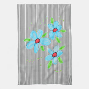 Linge De Cuisine Fils Bleus Avec Blancs Noirs Et Blancs