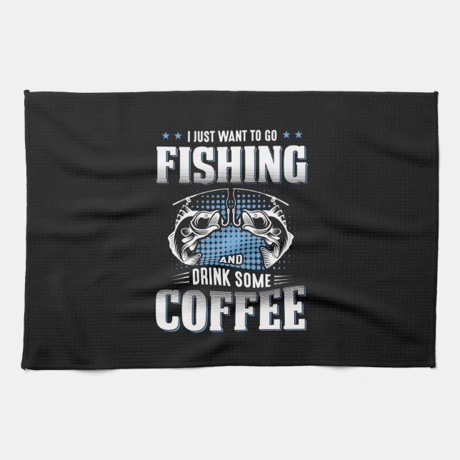 Linge De Cuisine Fisher Va Pêcher Et Boire Du Café (Horizontal)