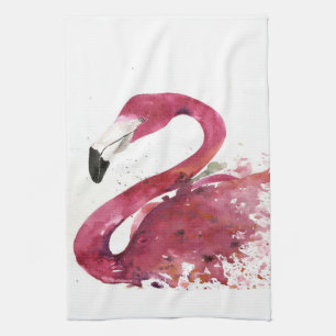 Linge De Cuisine Flamant rose Aquarelle mignonne Flamant rose cad