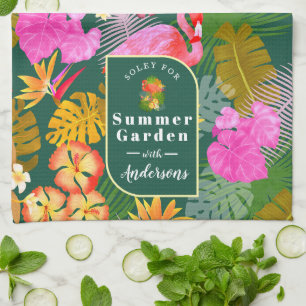 Linge De Cuisine Flamant rose Garden Vert foncé