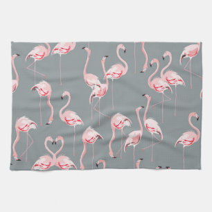 Linge De Cuisine Flamant rose Grey : Vintage Motif sans couture.
