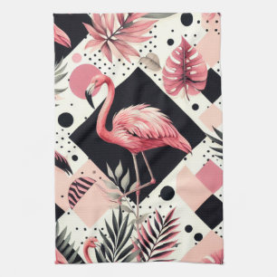 Linge De Cuisine Flamant rose mignon géométrique