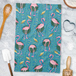 Linge De Cuisine Flamant rose Oiseaux 20s Déco Ferns Motif Blue Gol<br><div class="desc">Cet élégant décor motif flamand est réalisé dans un style Art déco rétro des années 20. Les flamants roses vifs s'appuient sur un arrière - plan qui comprend des frondes de fougères aux couleurs audacieuses et des formes géométriques rectangulaires aux tons dorés, le tout sur fond de bleu vintage. Ce...</div>