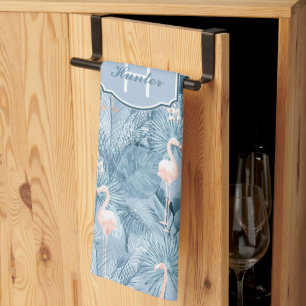 Linge De Cuisine Flamant rose Orchidée Tropical Motif Blue ID868