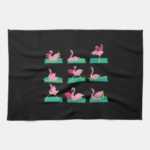 Linge De Cuisine Flamant rose Yoga Poses Méditation Exercice d'entr