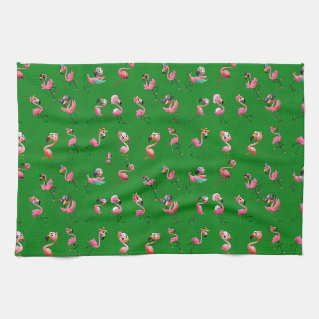 Linge De Cuisine Flamants roses (Horizontal)