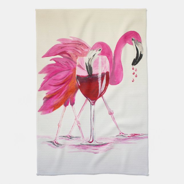 Linge De Cuisine Flamants roses en vin (Vertical)