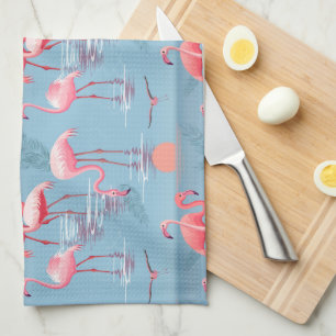 LINGE DE CUISINE FLAMANTS ROSES MOTIF 1
