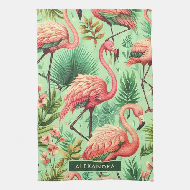 Linge De Cuisine Flamants roses roses vintages (Vertical)