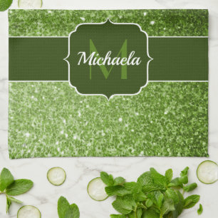 Linge De Cuisine Flamme de parties scintillant vert clair pétille M