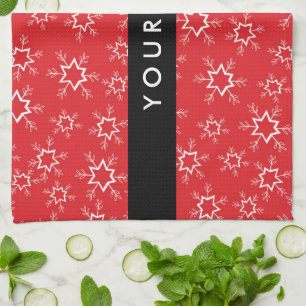 Linge De Cuisine Flammes de neige rouges et blanches, Votre nom, Pe