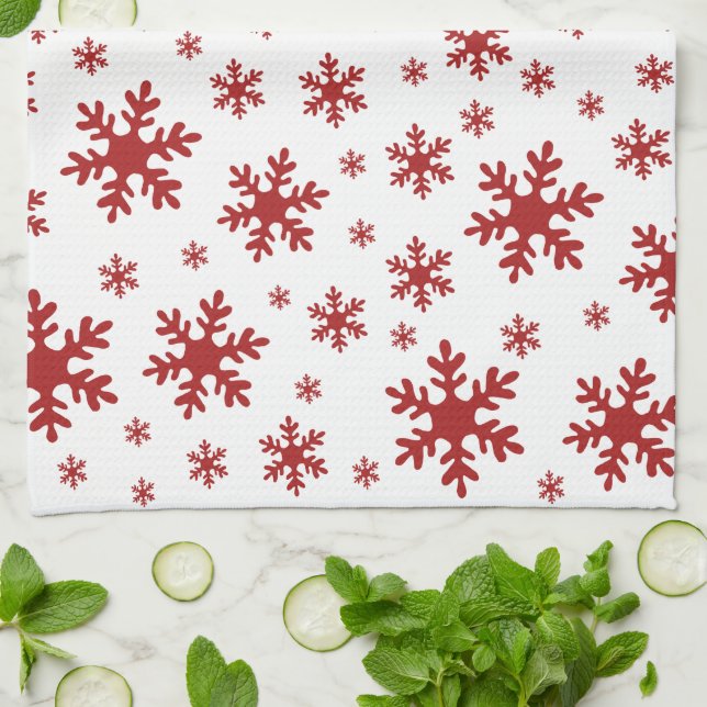 Linge De Cuisine Flammes de neige rouges Fêtes de Noël d'hiver de n (Plié)
