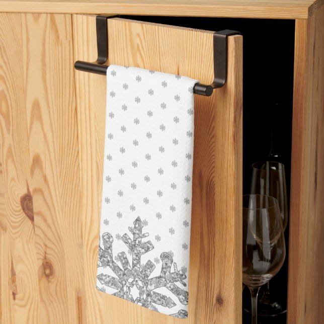 Linge De Cuisine Flèches de neige en argent (Pliage en tiers)