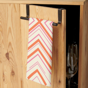 Linge De Cuisine Flèches en rose, orange et crème