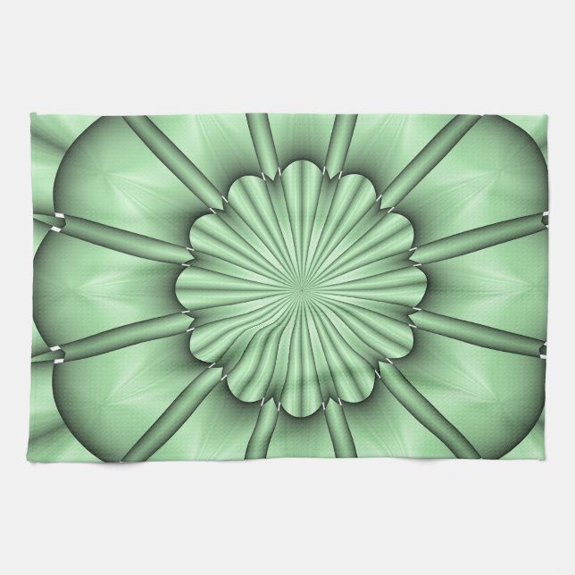 Linge De Cuisine Fleur Abstraite en vert pâle (Horizontal)