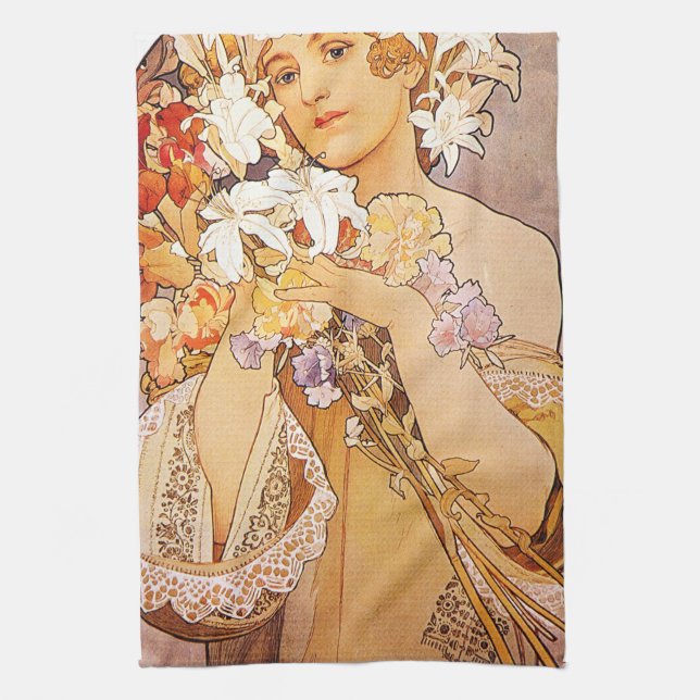Linge De Cuisine Fleur Alphonse Mucha (Vertical)