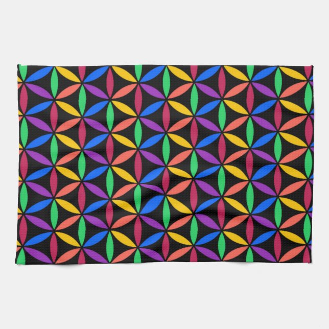 Linge De Cuisine Fleur arc-en-ciel du Motif de vie (Horizontal)
