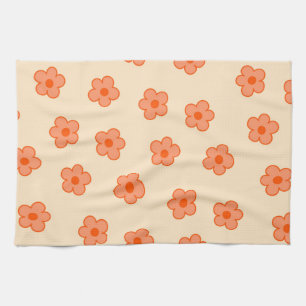 Linge De Cuisine Fleur botanique tropicale de pêche orange Été