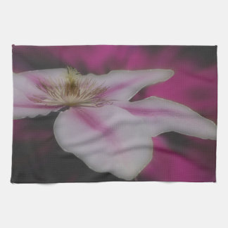 Linge De Cuisine Fleur Clematis Blanche Et Rose