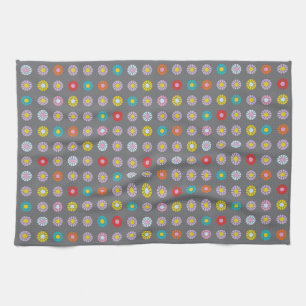 Linge De Cuisine Fleur colorée rétro