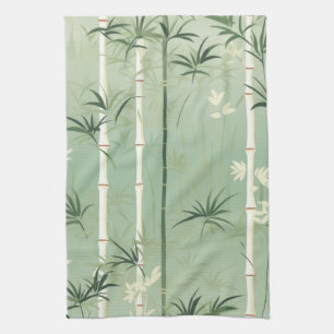 Linge De Cuisine Fleur de bambou sereine asiatique  (2)